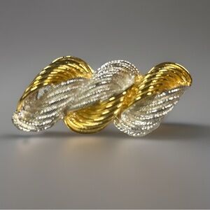 Vintage Gold & Silver Tone Braided Brooch Pin Chic Coquette Old Money Heirloom